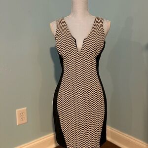 Body Central Black and White Chevron Mini Dress